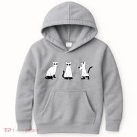 Ghost Cats Funny Halloween Kids Hoodie thumb 0