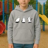 Ghost Cats Funny Halloween Kids Hoodie thumb 2