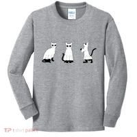 Ghost Cats Funny Halloween Kids Long Sleeve Shirt thumb 0