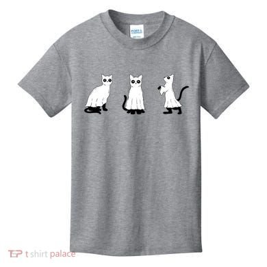 Ghost Cats Funny Halloween Kids T-Shirt