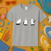Ghost Cats Funny Halloween Kids T-Shirt thumb 3