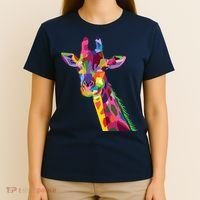 Giraffe Colorful Geometric Mammal Fauna Pop Art Style T-Shirt thumb 4