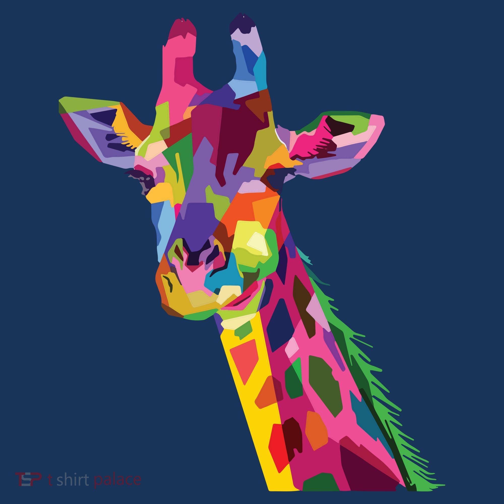 Giraffe Colorful Geometric Mammal Fauna Pop Art Style T-Shirt