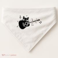 Guitarist Cat Guitar Music Lover USA-Made Doggie Bandana thumb 0