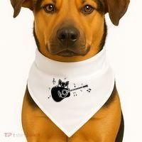 Guitarist Cat Guitar Music Lover USA-Made Doggie Bandana thumb 1