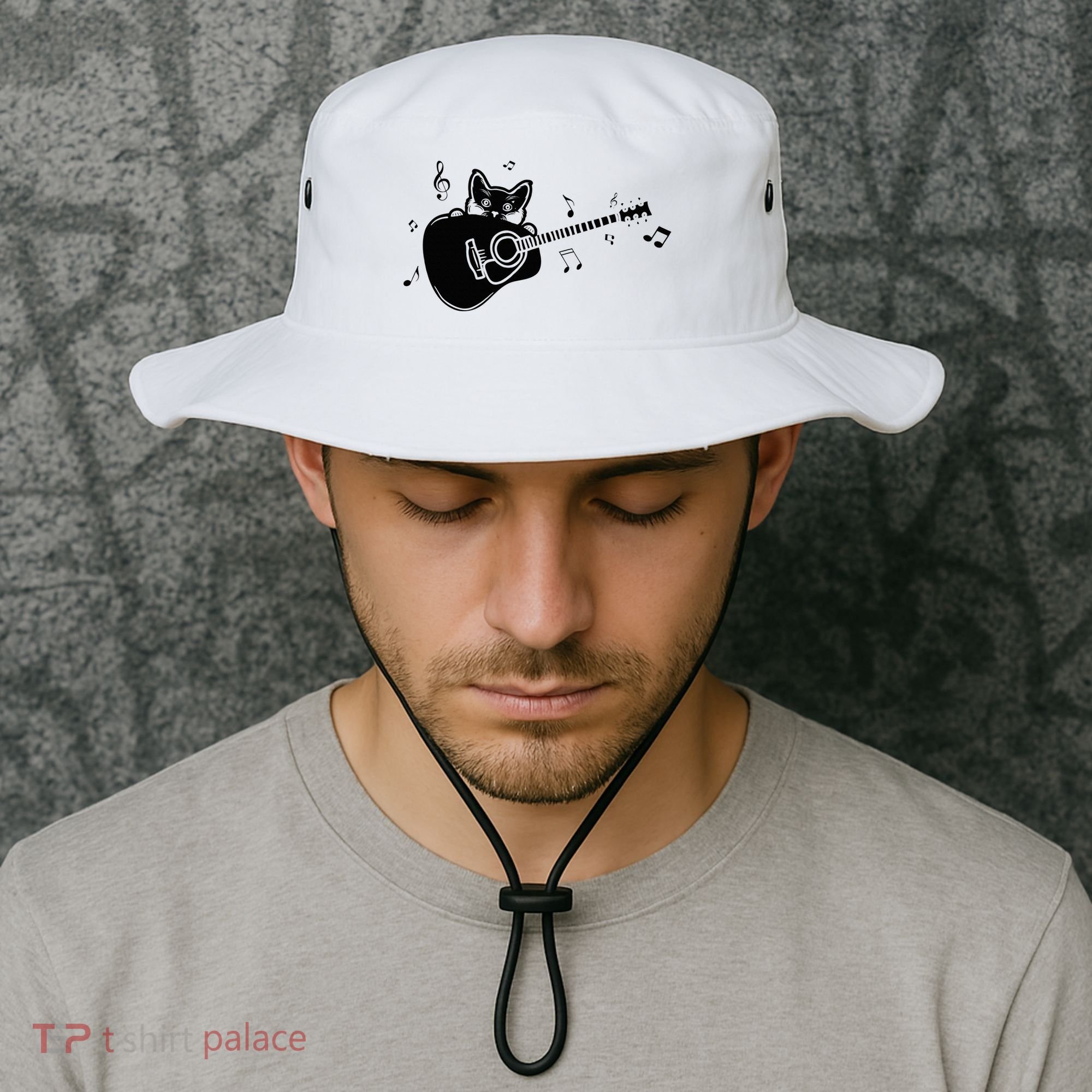Guitarist Cat Guitar Music Lover Bucket Hat