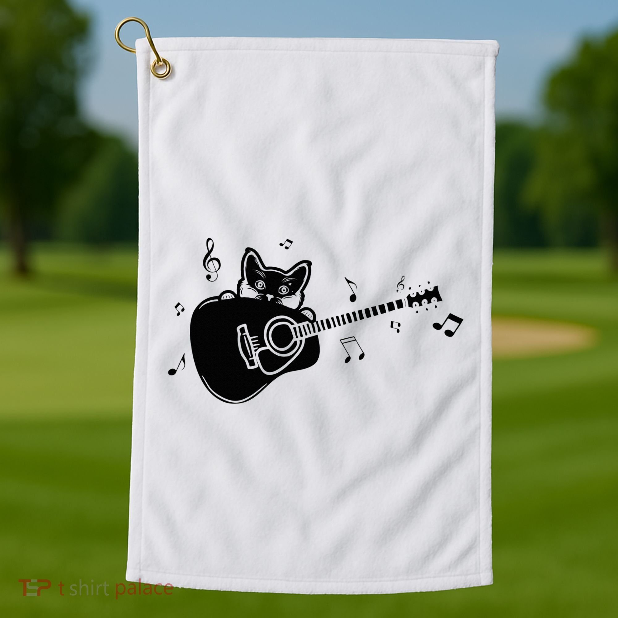 Guitarist Cat Guitar Music Lover Golf Towel