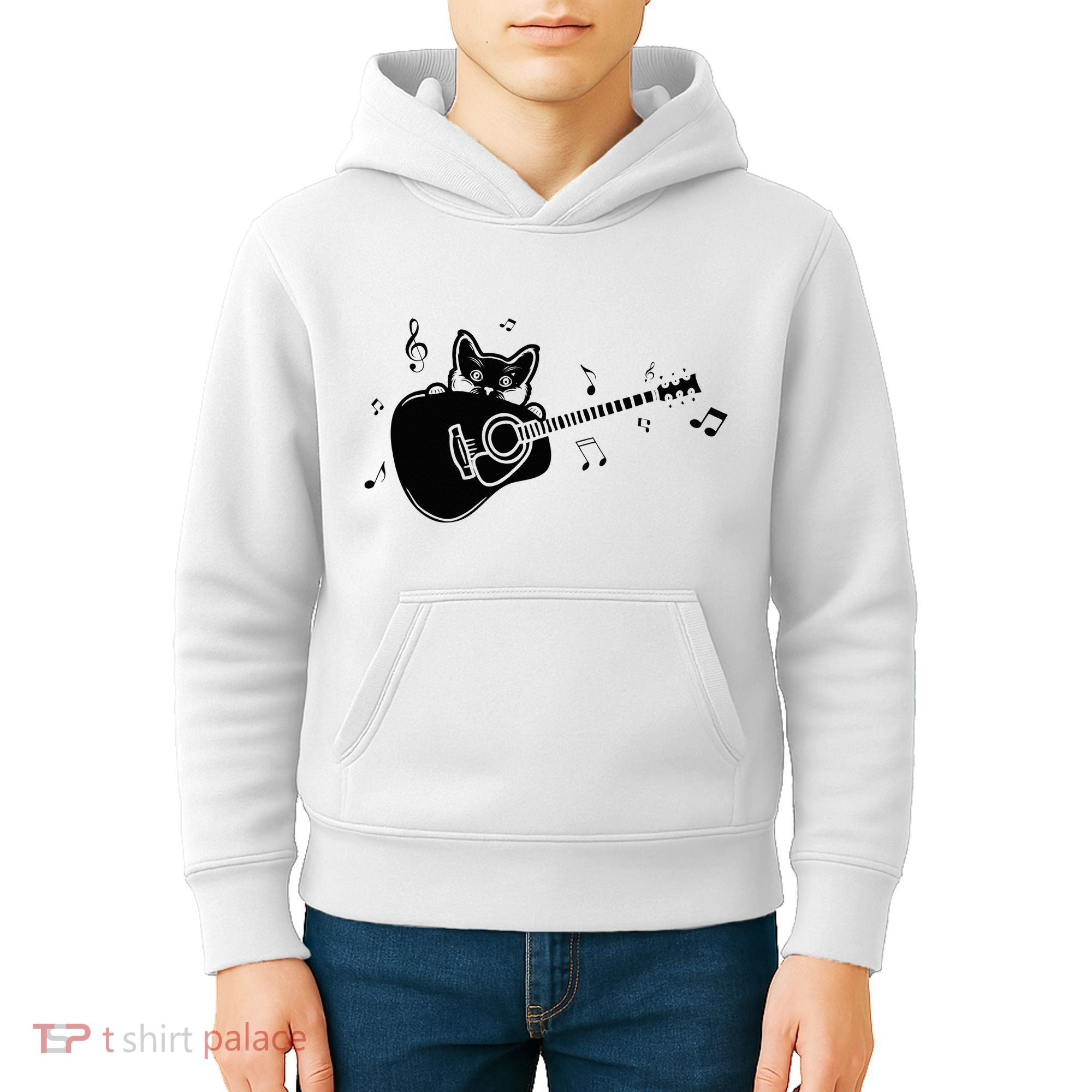 Guitarist Cat Guitar Music Lover Kids Hoodie