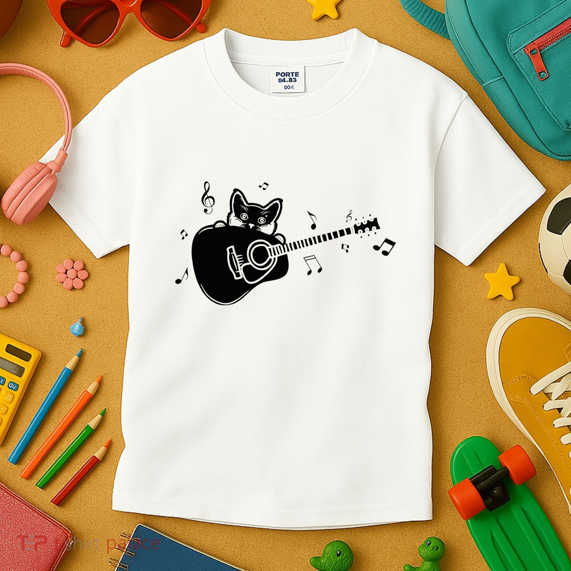 Guitarist Cat Guitar Music Lover Kids T-Shirt