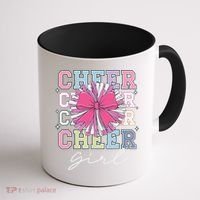 Groovy Cheer Girl Coquette Bow Cheerleading Coffee Mug thumb 1