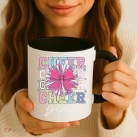Groovy Cheer Girl Coquette Bow Cheerleading Coffee Mug thumb 3