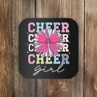 Groovy Cheer Girl Coquette Bow Cheerleading Coaster thumb 0