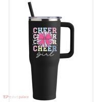 Groovy Cheer Girl Coquette Bow Cheerleading 40oz Vacuum Insulated Stainless Steel Travel Tumbler thumb 0