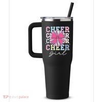 Groovy Cheer Girl Coquette Bow Cheerleading 40oz Vacuum Insulated Stainless Steel Travel Tumbler thumb 2