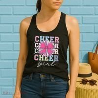 Groovy Cheer Girl Coquette Bow Cheerleading Women's Tank Top thumb 2