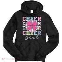 Groovy Cheer Girl Coquette Bow Cheerleading Tie Dye Hoodie thumb 0