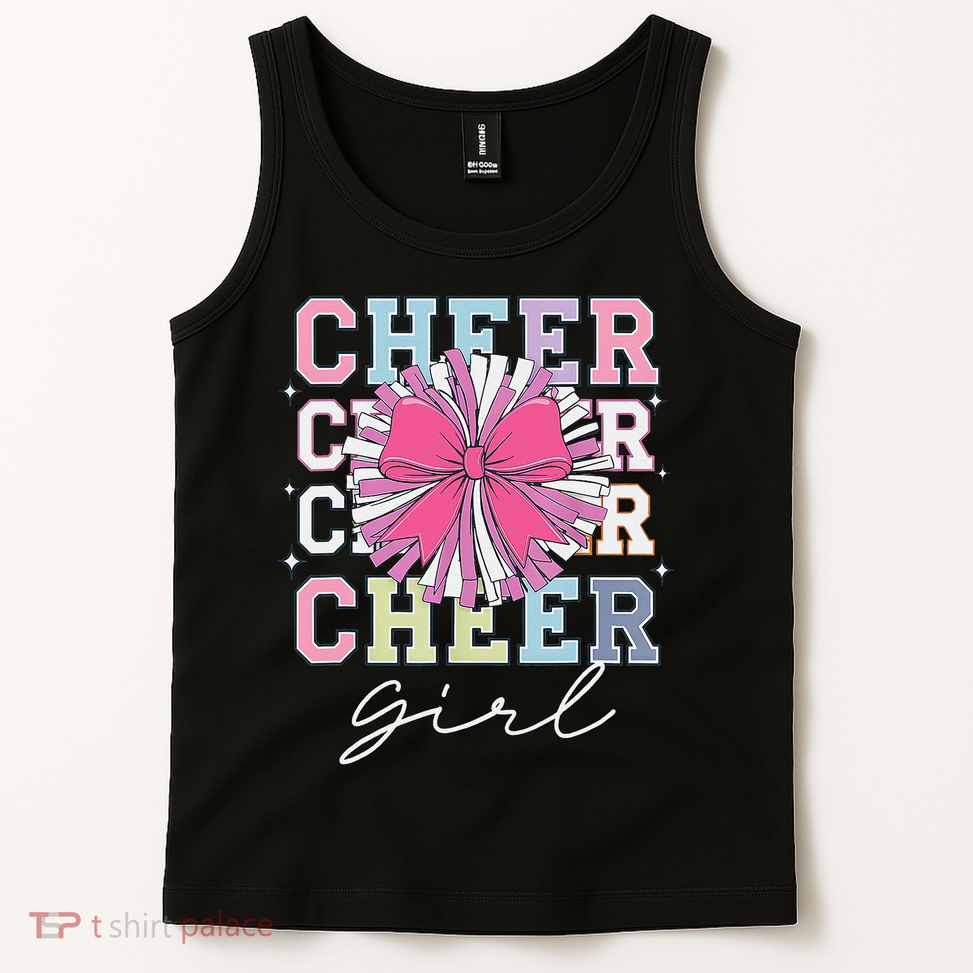 Groovy Cheer Girl Coquette Bow Cheerleading Tank Top