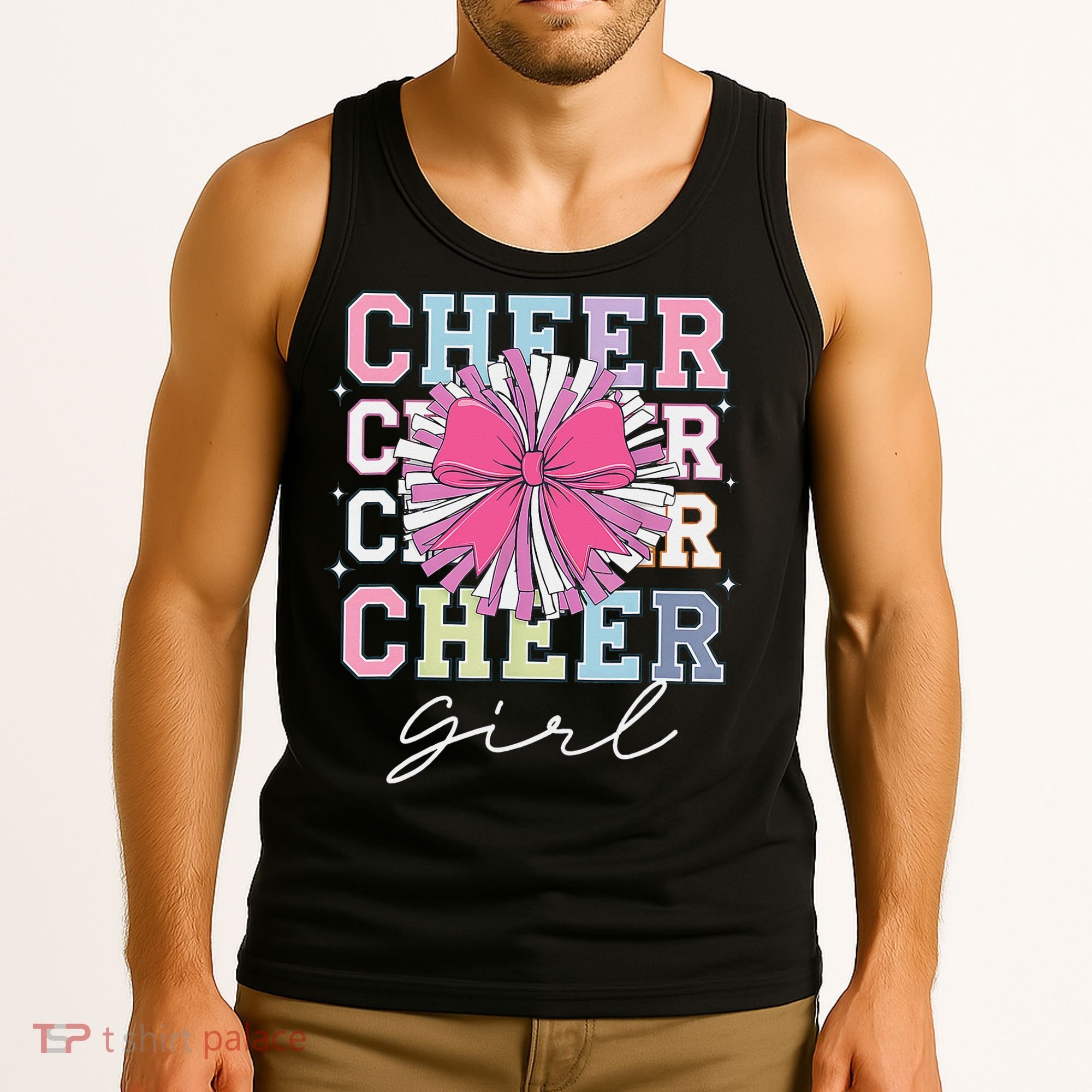 Groovy Cheer Girl Coquette Bow Cheerleading Tank Top
