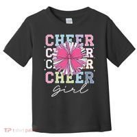 Groovy Cheer Girl Coquette Bow Cheerleading Toddler T-Shirt thumb 0