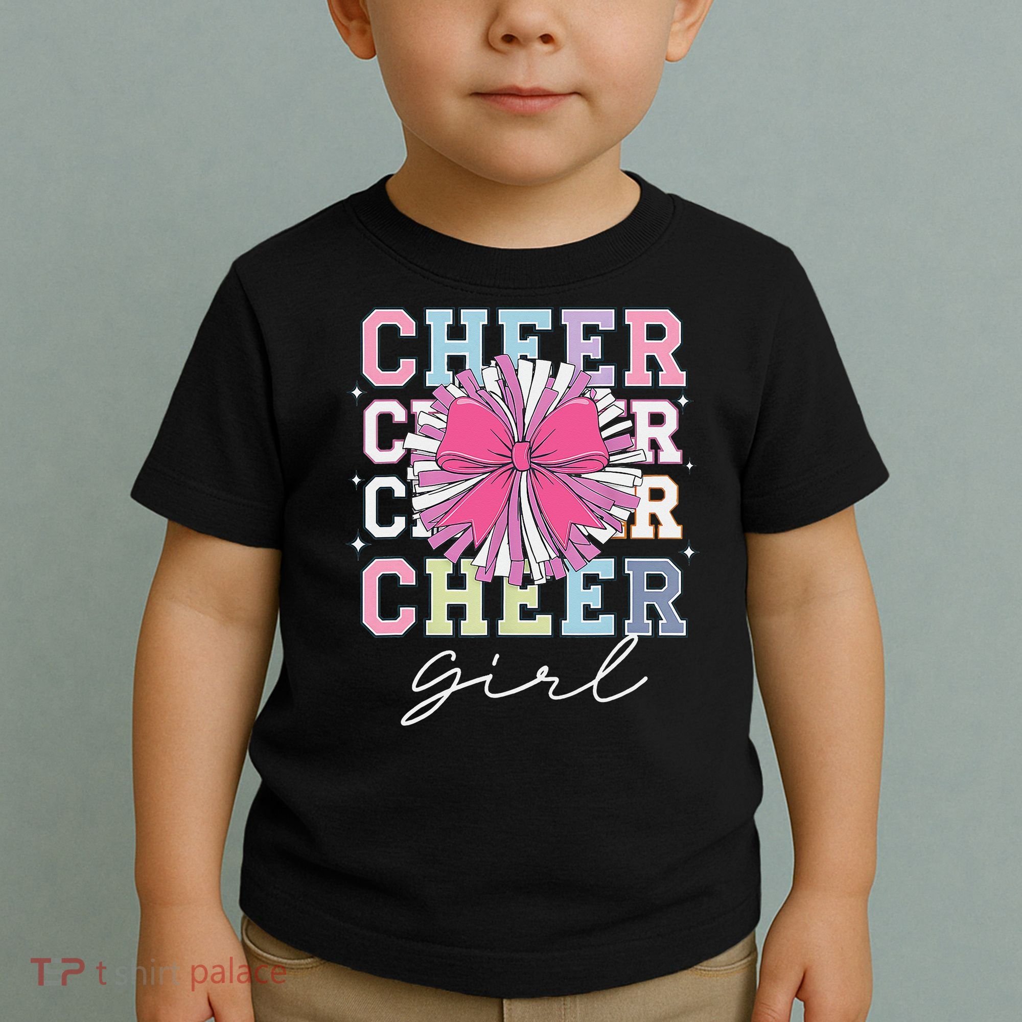 Groovy Cheer Girl Coquette Bow Cheerleading Toddler T-Shirt