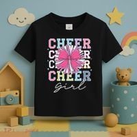 Groovy Cheer Girl Coquette Bow Cheerleading Toddler T-Shirt thumb 3