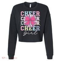 Groovy Cheer Girl Coquette Bow Cheerleading Cropped Pullover Crew thumb 0