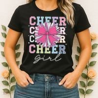 Groovy Cheer Girl Coquette Bow Cheerleading Women's T-Shirt thumb 2