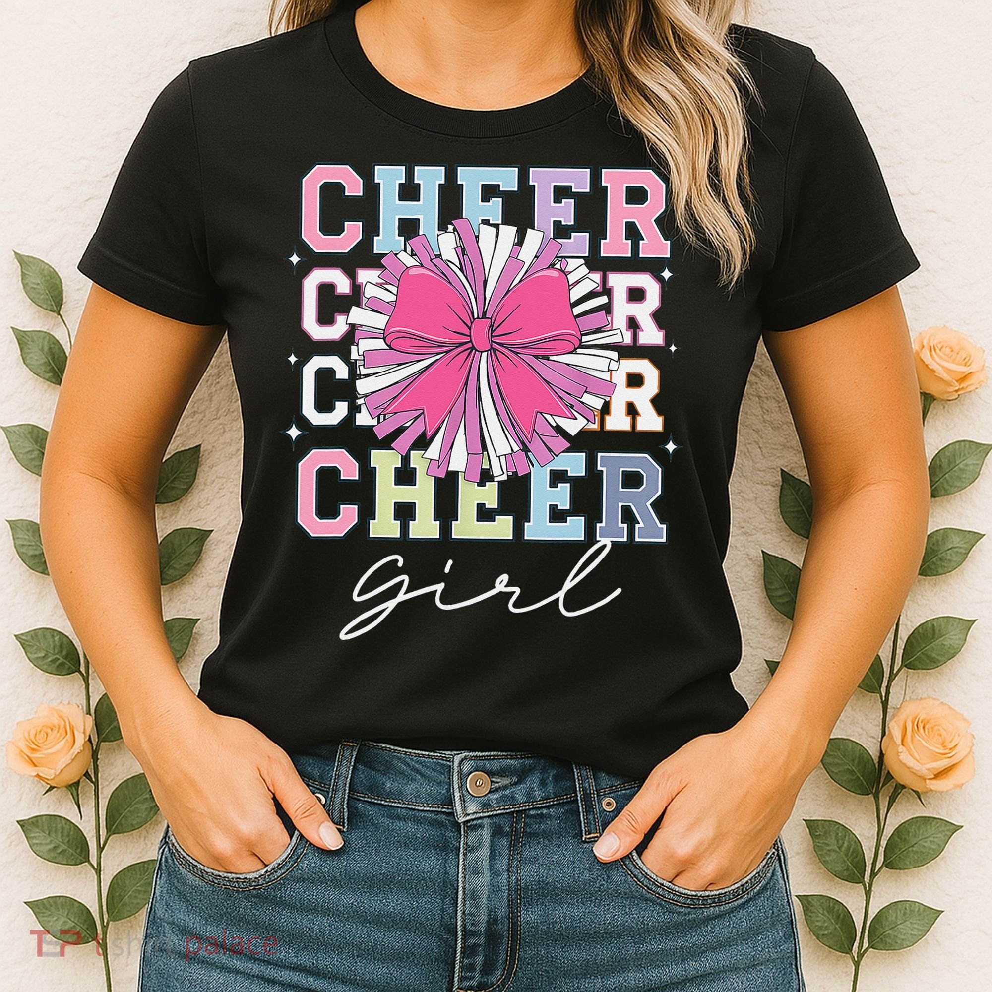 Groovy Cheer Girl Coquette Bow Cheerleading Women's T-Shirt