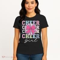 Groovy Cheer Girl Coquette Bow Cheerleading Women's T-Shirt thumb 4