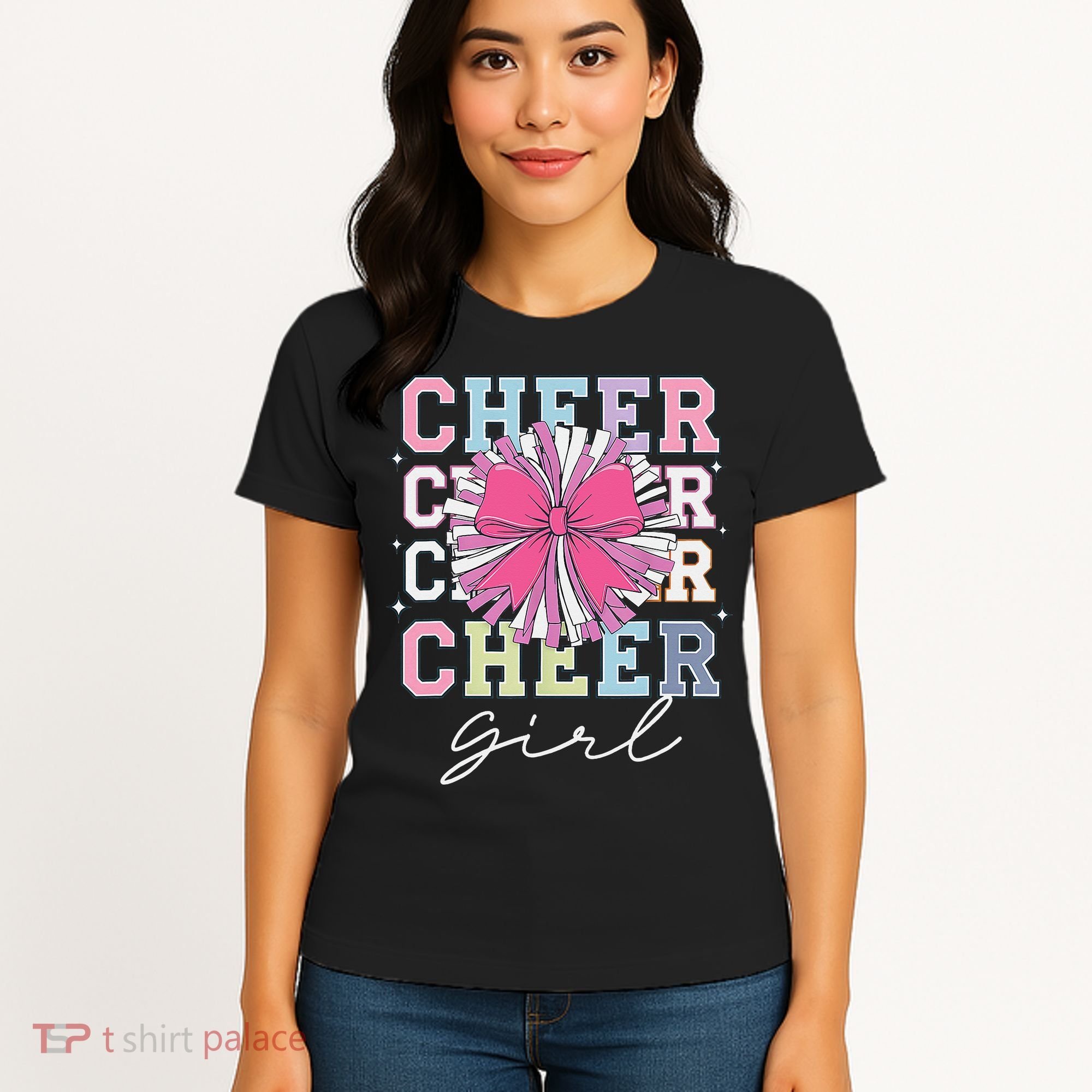 Groovy Cheer Girl Coquette Bow Cheerleading Women's T-Shirt
