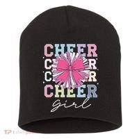 Groovy Cheer Girl Coquette Bow Cheerleading Short Acrylic Beanie thumb 0