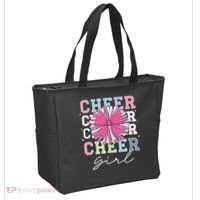 Groovy Cheer Girl Coquette Bow Cheerleading Tote Bag thumb 2