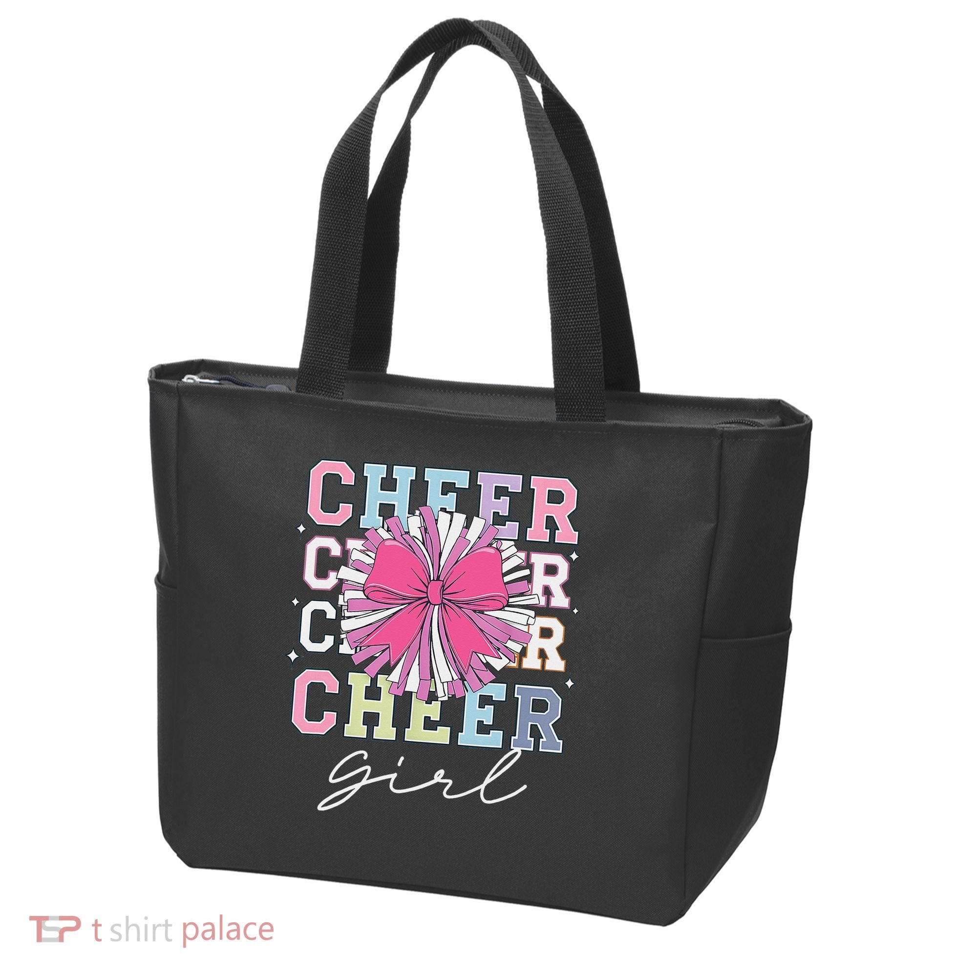 Groovy Cheer Girl Coquette Bow Cheerleading Tote Bag