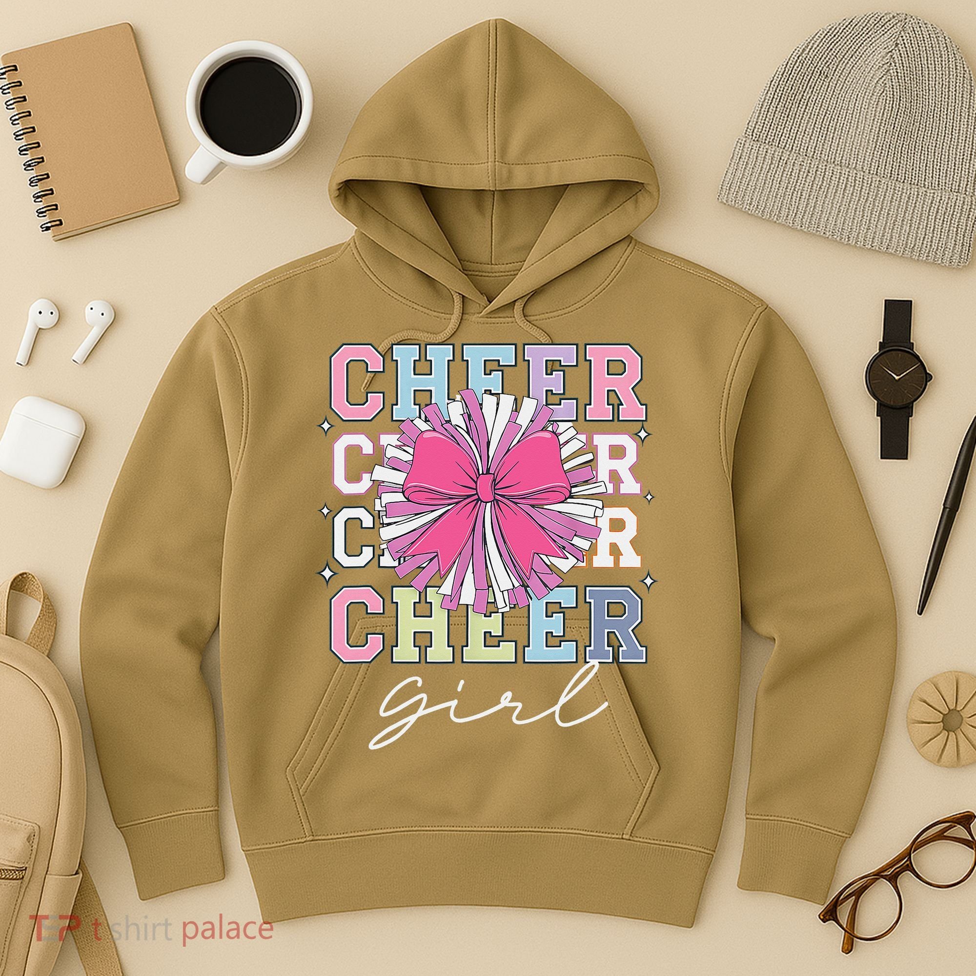 Groovy Cheer Girl Coquette Bow Cheerleading Hoodie