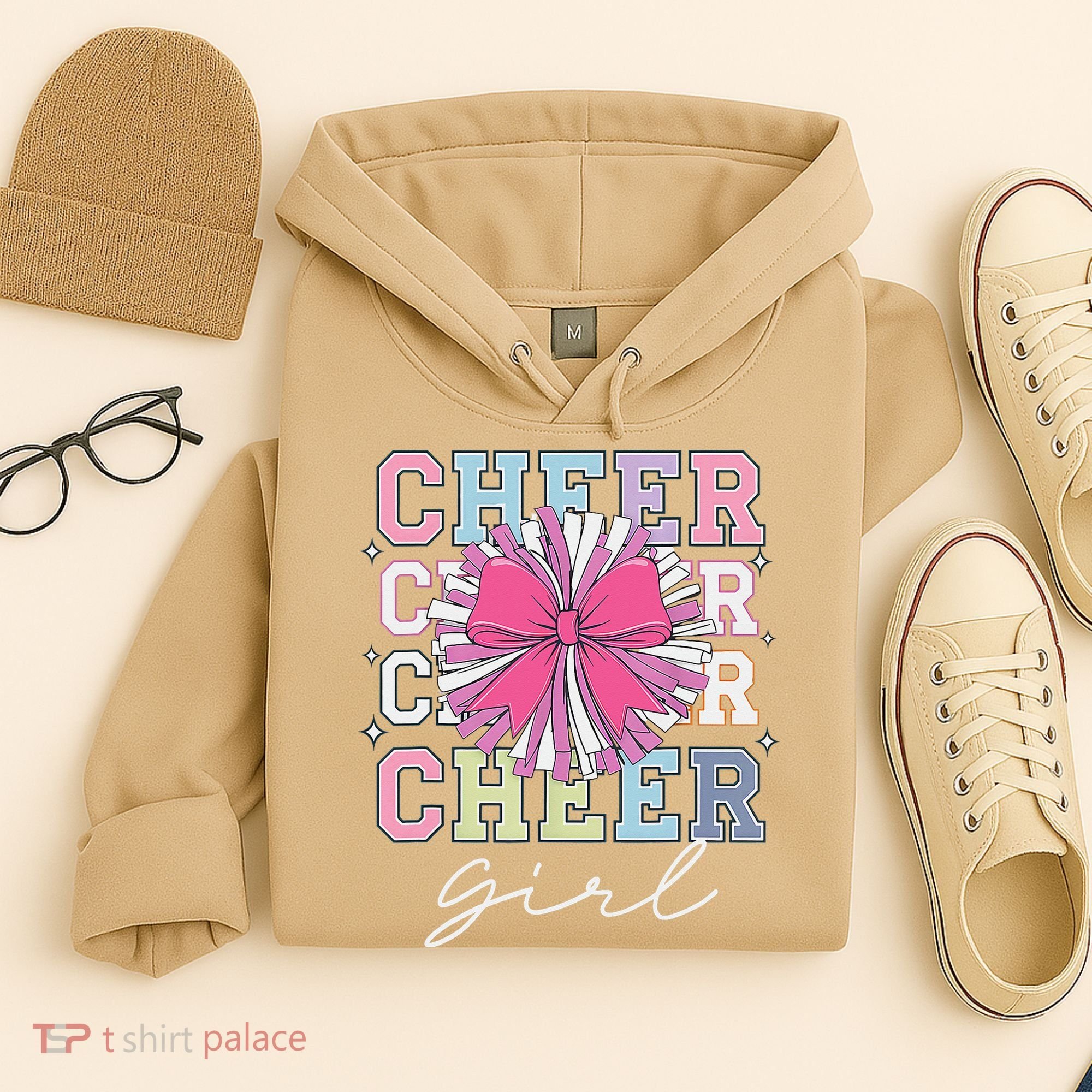 Groovy Cheer Girl Coquette Bow Cheerleading Hoodie