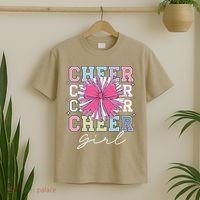 Groovy Cheer Girl Coquette Bow Cheerleading T-Shirt thumb 2