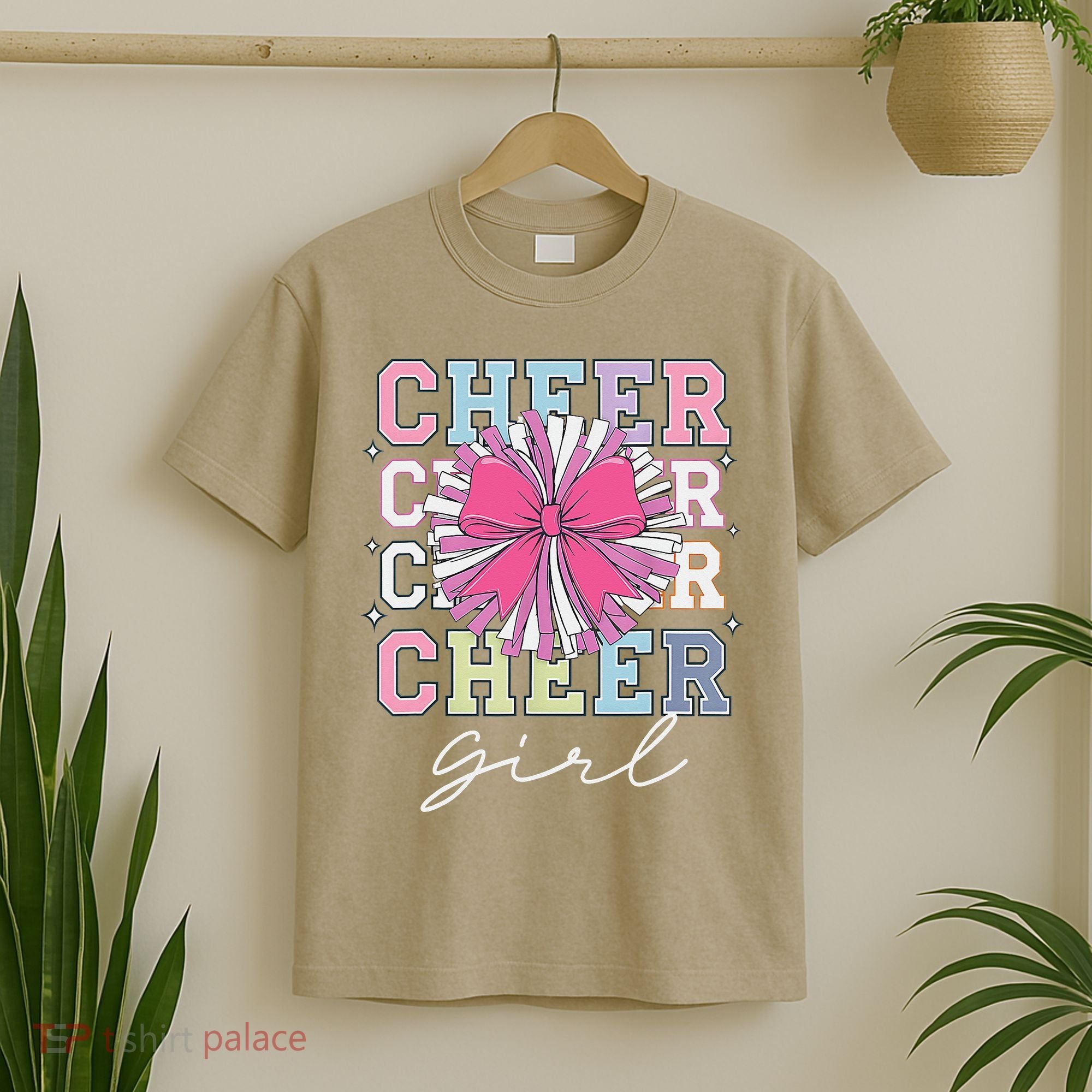Groovy Cheer Girl Coquette Bow Cheerleading T-Shirt