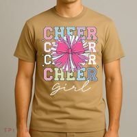 Groovy Cheer Girl Coquette Bow Cheerleading T-Shirt thumb 3