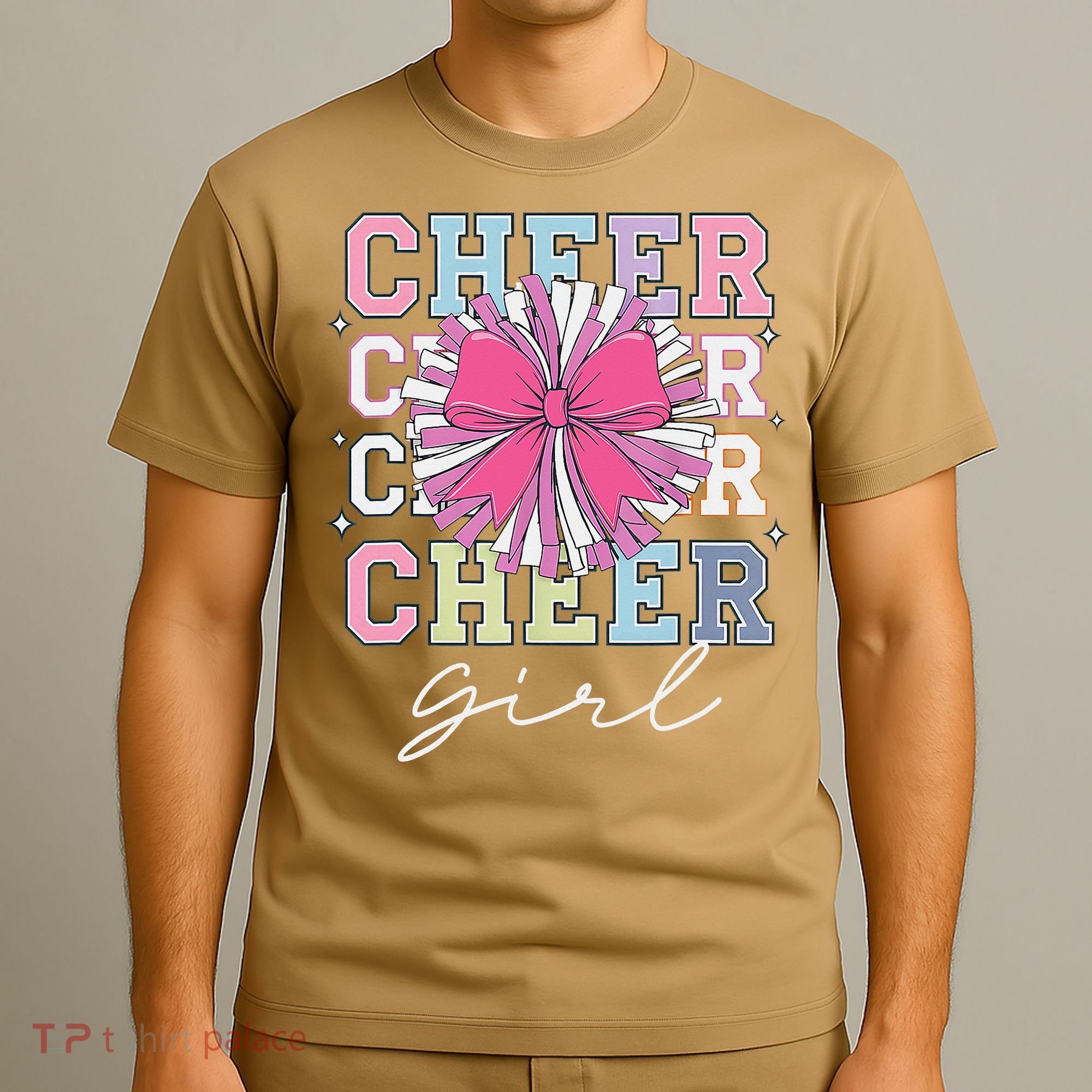 Groovy Cheer Girl Coquette Bow Cheerleading T-Shirt