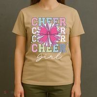 Groovy Cheer Girl Coquette Bow Cheerleading T-Shirt thumb 4