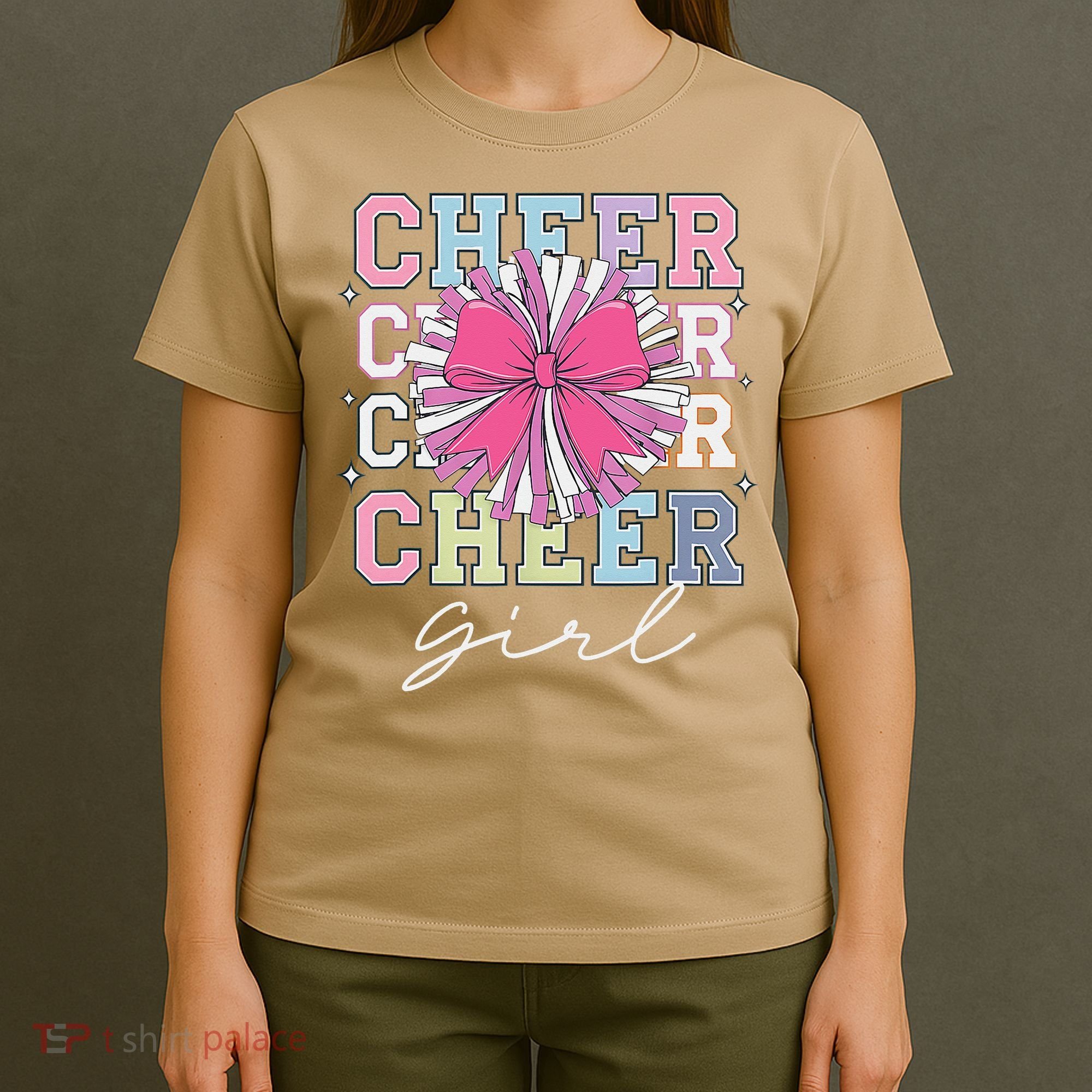 Groovy Cheer Girl Coquette Bow Cheerleading T-Shirt