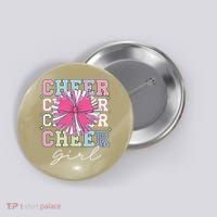 Groovy Cheer Girl Coquette Bow Cheerleading Button thumb 0