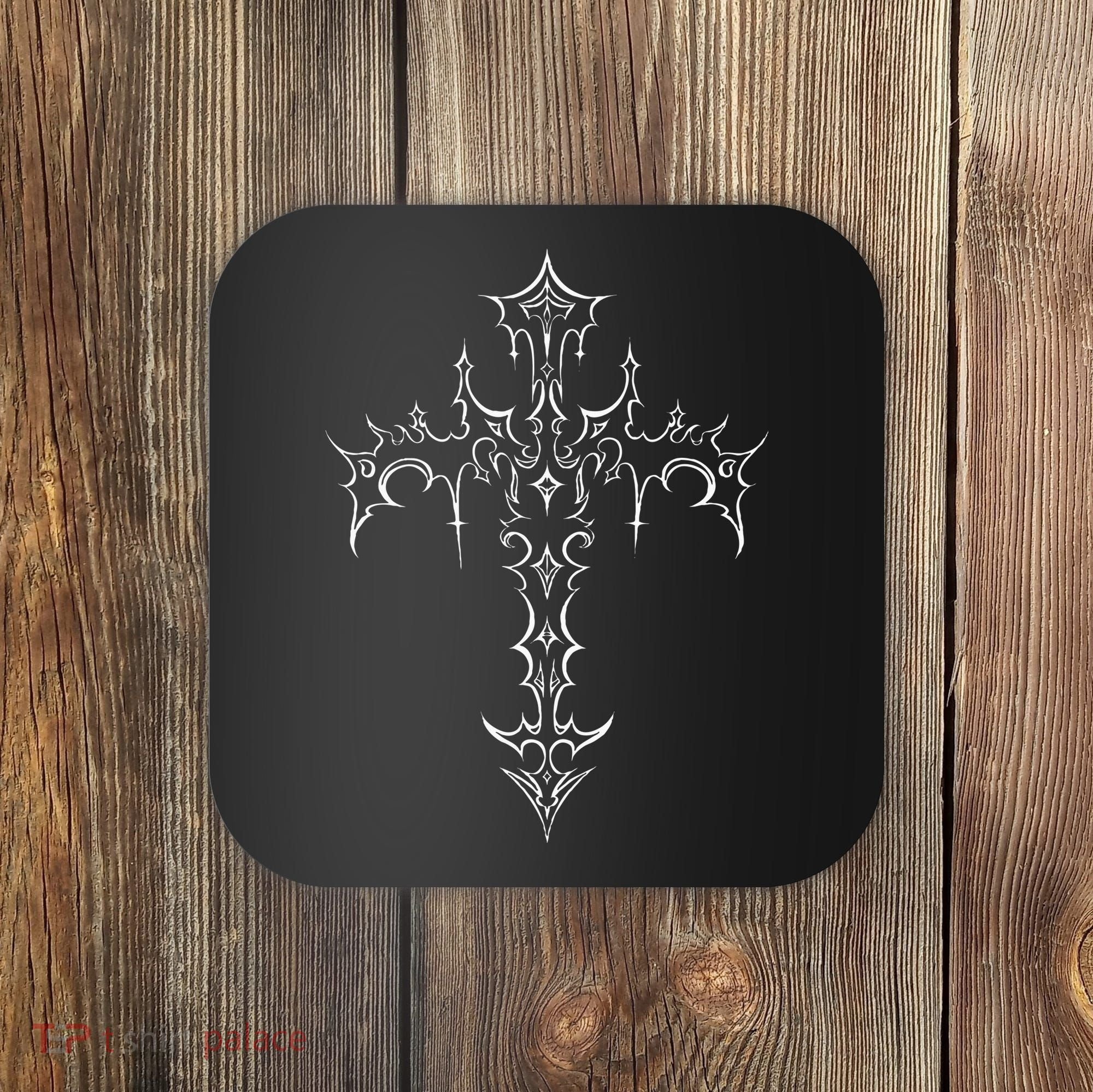 Gothic Cross Grunge Aesthetic Mall Goth Coaster