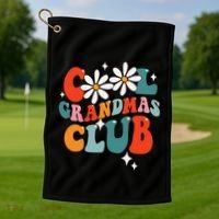 Groovy Cool Grandmas Club Funny Smile Golf Towel thumb 1