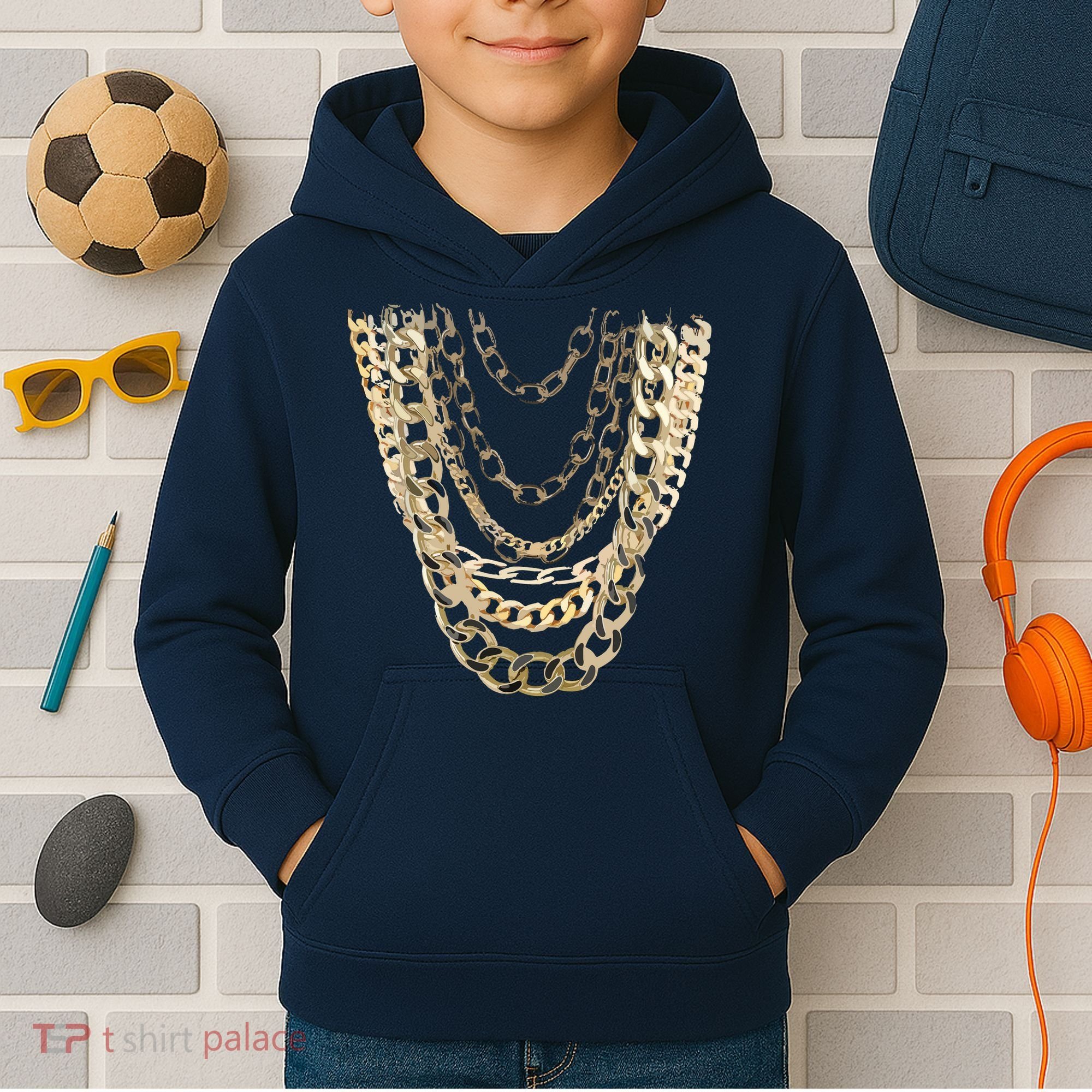 Gold Chains Hip Hop Fan And Funny Gold Lover Gift Kids Hoodie