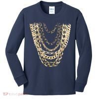 Gold Chains Hip Hop Fan And Funny Gold Lover Gift Kids Long Sleeve Shirt thumb 0