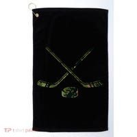 Green Camo Hockey Green Camouflage Hockey Sticks Gift Golf Towel thumb 0