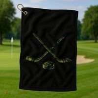 Green Camo Hockey Green Camouflage Hockey Sticks Gift Golf Towel thumb 1