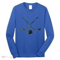 Green Camo Hockey Green Camouflage Hockey Sticks Gift Long Sleeve Shirt thumb 0