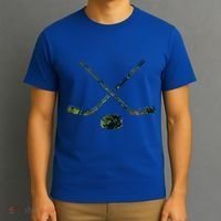 Green Camo Hockey Green Camouflage Hockey Sticks Gift T-Shirt thumb 3